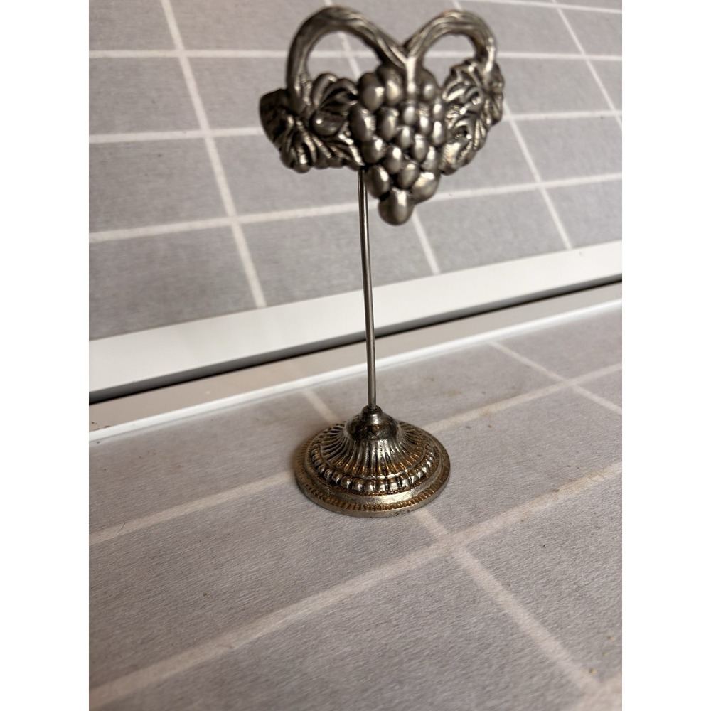Vintage Victorian Ornate Silver Pewter Grape Cluster Table Stand Cottagecore‎